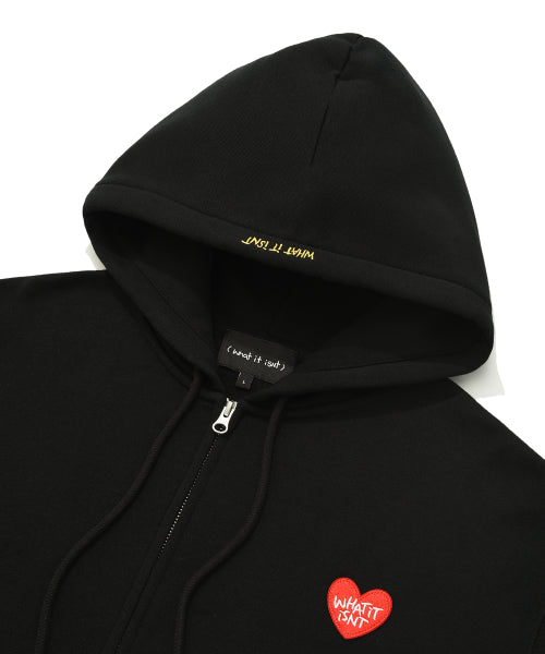 Heart Wappen Napping Hooded Zip-Up Black