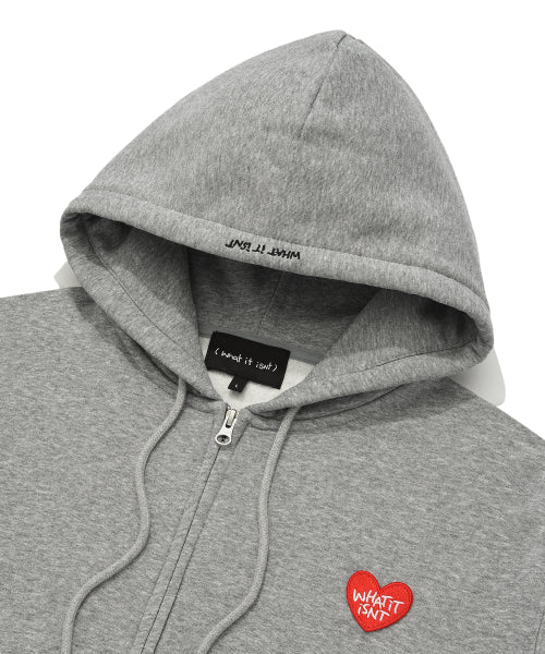 Heart Wappen Napping Hooded Zip-Up Gray