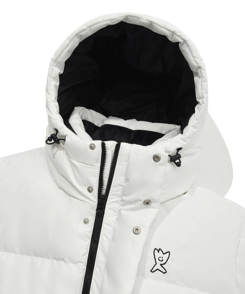 Logo Wappen Hood Long Down Jumper White