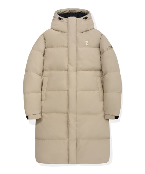 Logo Wappen Hood Long Down Jumper Beige