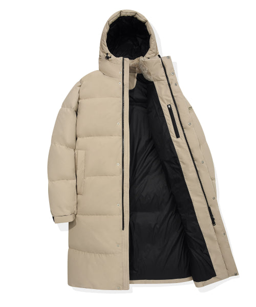 Logo Wappen Hood Long Down Jumper Beige