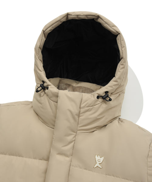 Logo Wappen Hood Long Down Jumper Beige