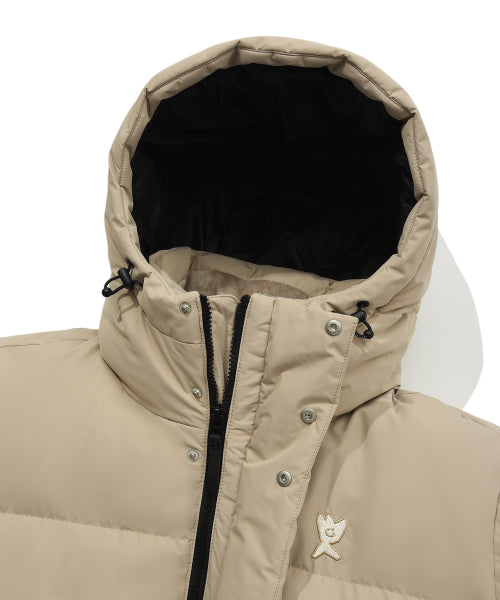 Logo Wappen Hood Long Down Jumper Beige
