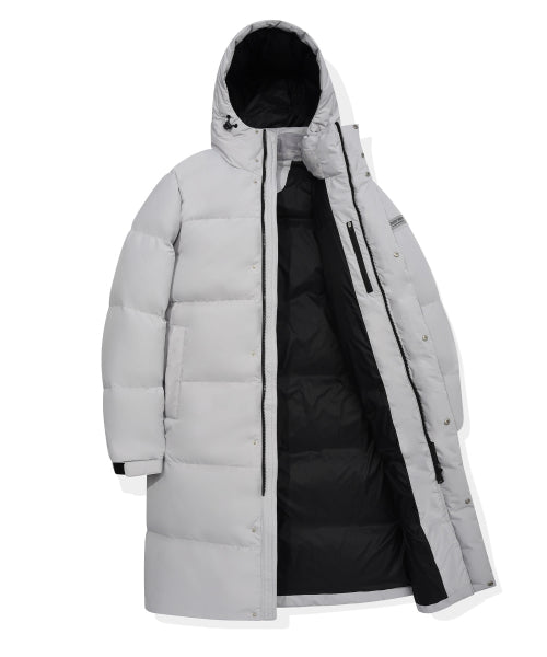 Logo Wappen Hood Long Down Jumper Light Gray