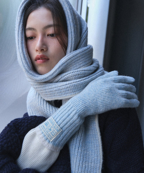 WOOLY TWOTONE LONG GLOVES - 2 colors