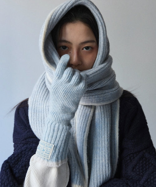 WOOLY TWOTONE LONG GLOVES - 2 colors