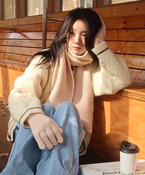[HOLIDAY EDITION] WOOLY TWOTONE SHORT GLOVES - 2 colors