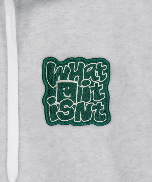 typo fluffy hood light gray