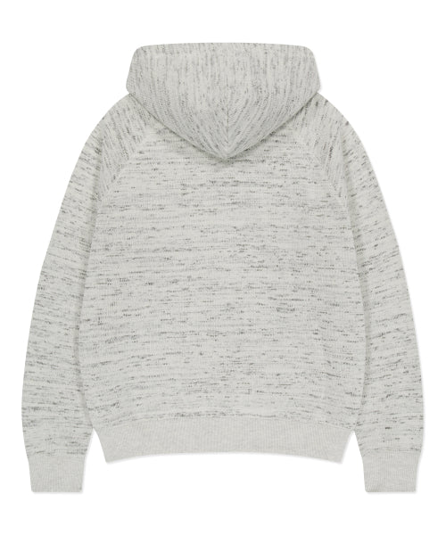 typo wappen knit hooded zip-up gray