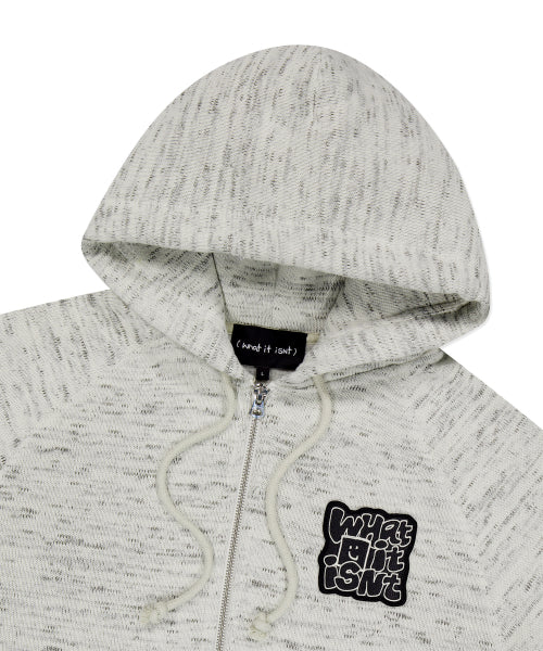 typo wappen knit hooded zip-up gray