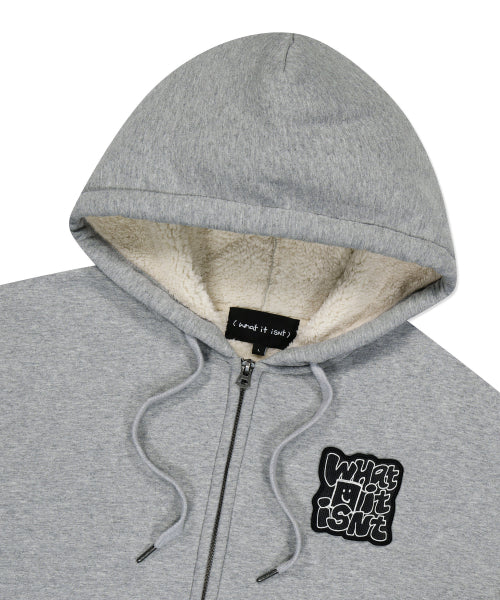 typo warp fleece hooded zip-up gray