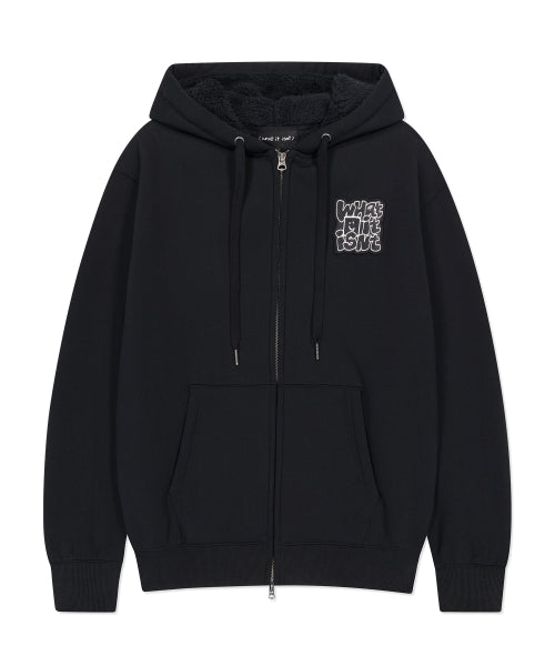 typo wappen fleece hooded zip-up black