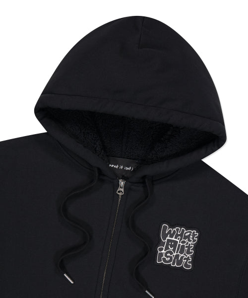typo wappen fleece hooded zip-up black