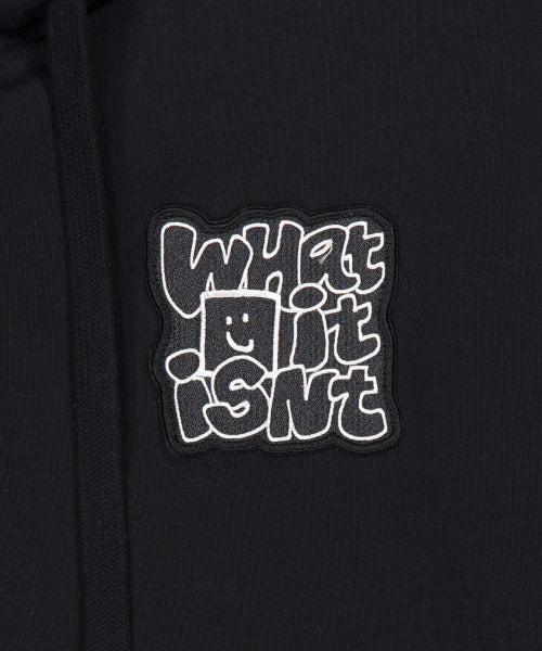 typo wappen fleece hooded zip-up black