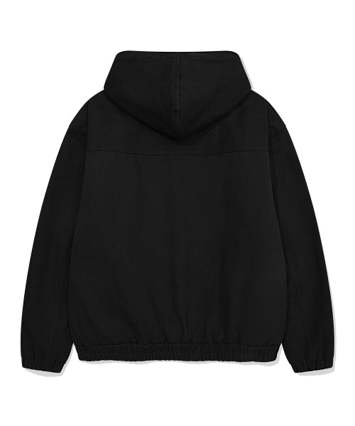 Hooded padded work jacket black