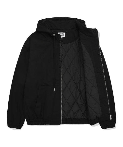 Hooded padded work jacket black