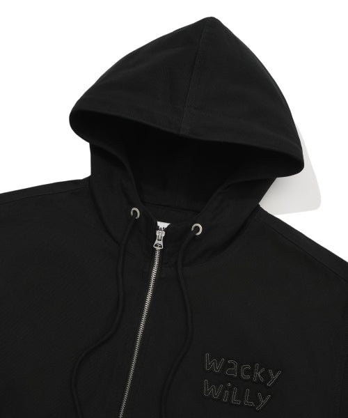 Hooded padded work jacket black