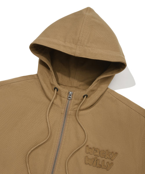 Hooded Padded Work Jacket Beige