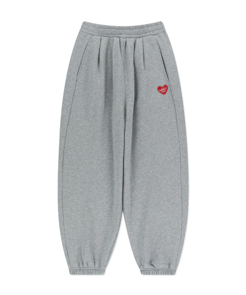 Heart Wappen Balloon Fit Fleece-Lined Jogger Pants Gray