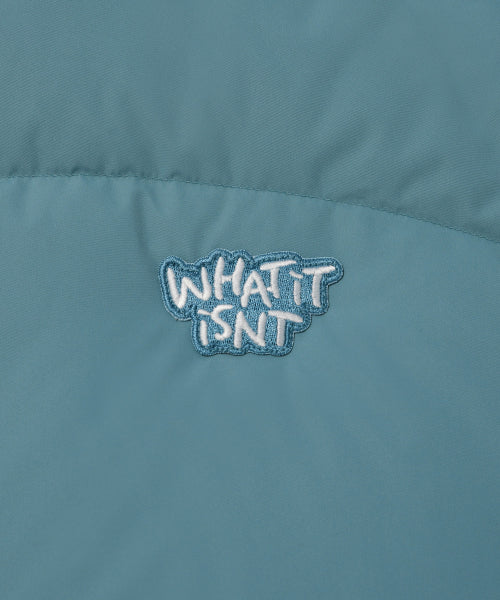 Logo Duck Down Puffin Short Puffer Blue