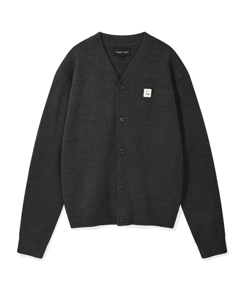 Woolmix V-neck cardigan. Charcoal
