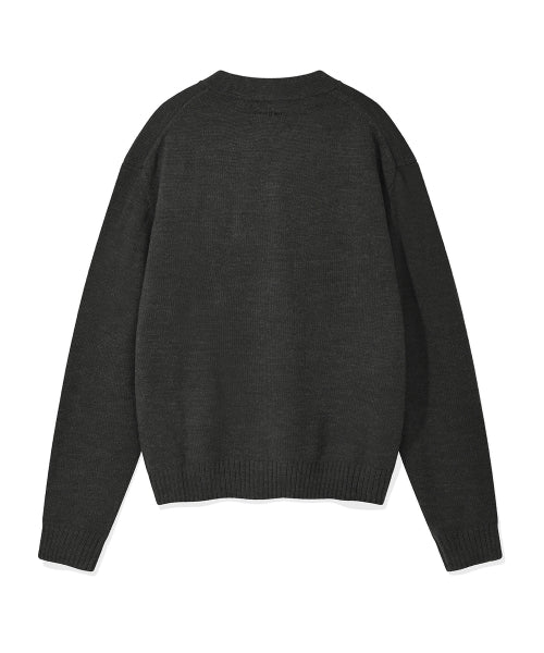Woolmix V-neck cardigan. Charcoal