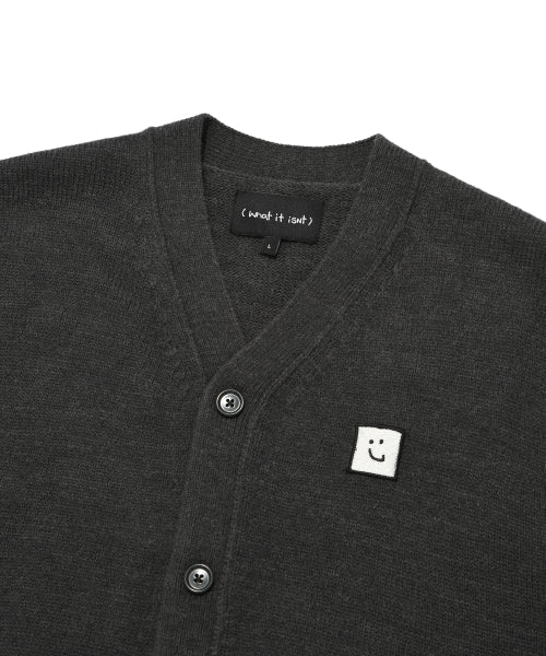 Woolmix V-neck cardigan. Charcoal