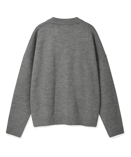 Wappen Knit Cardigan Gray