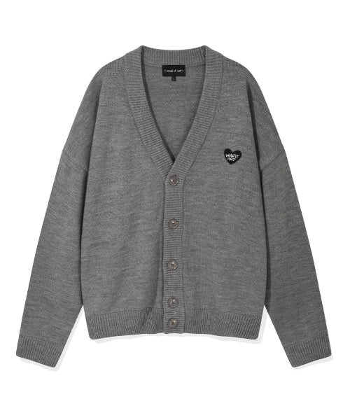 Heart and pen cardigan gray