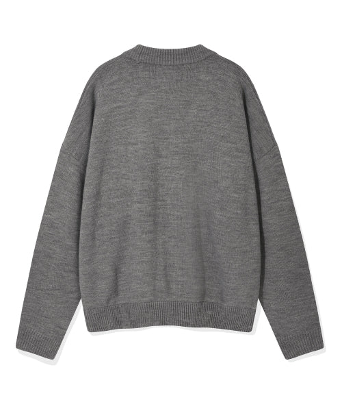 Heart and pen cardigan gray