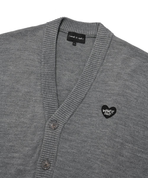 Heart and pen cardigan gray
