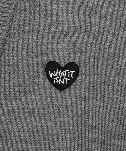 Heart and pen cardigan gray