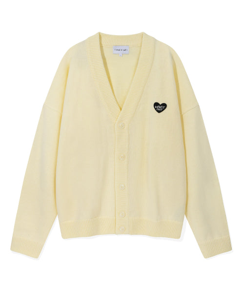 Heart warpen cardigan ivory