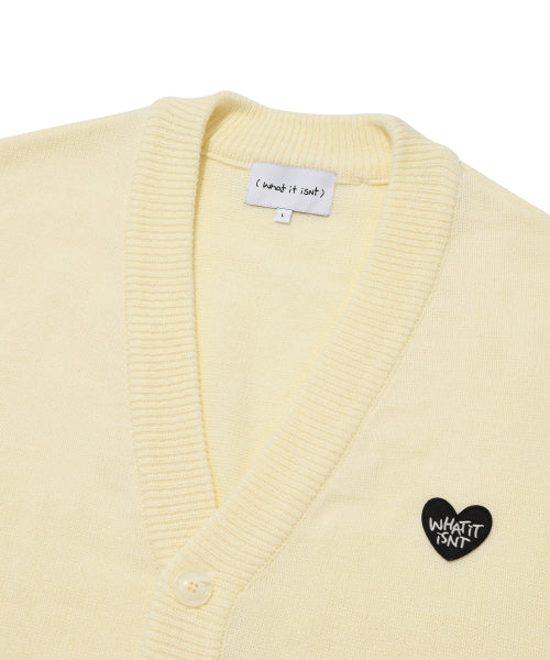 Heart warpen cardigan ivory