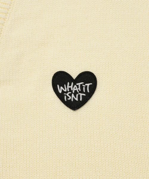 Heart warpen cardigan ivory