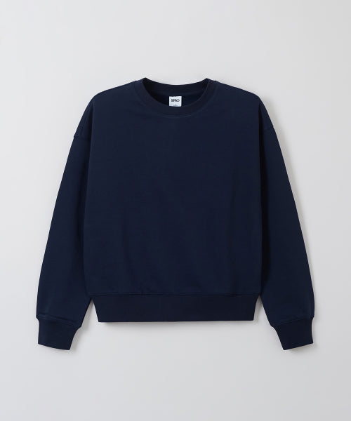 [French Terry] Semi Cropped Round Neck Sweatshirt_SPMWFA9G11