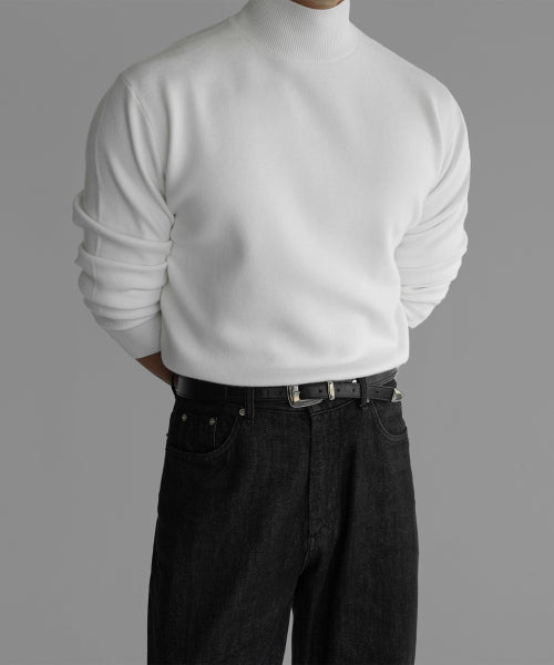 SOFT DOULBE MOCK NECK KNIT [IVORY]