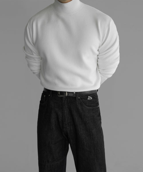 SOFT DOULBE MOCK NECK KNIT [IVORY]