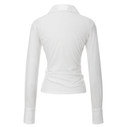 V Zip-up Shirts (white)