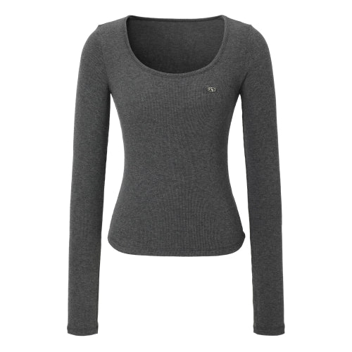 Basic U-neck T-shirt (charcoal)