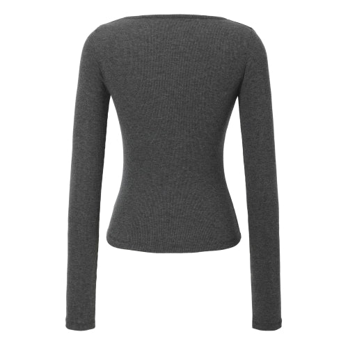 Basic U-neck T-shirt (charcoal)