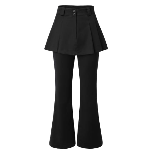 Skirt Layered Bootcut Pants (black)