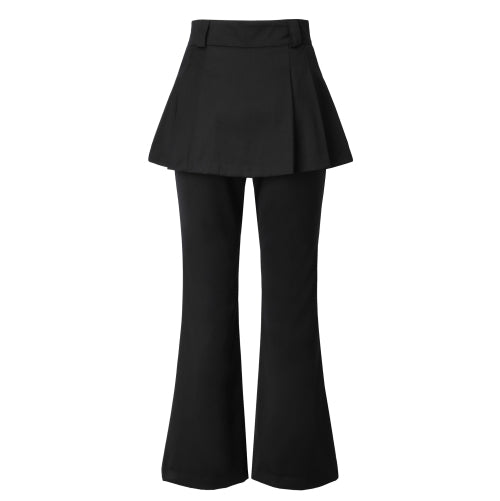 Skirt Layered Bootcut Pants (black)