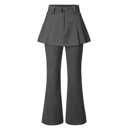 Skirt Layered Bootcut Pants (gray)