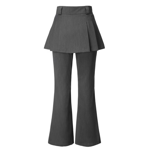 Skirt Layered Bootcut Pants (gray)