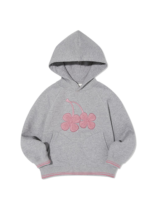 KIDS BIG CLOVER CHERRY GRAPHIC NAPPING HOODIE [MELANGE GRAY]