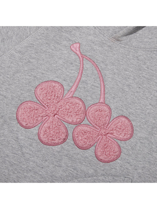 KIDS BIG CLOVER CHERRY GRAPHIC NAPPING HOODIE [MELANGE GRAY]