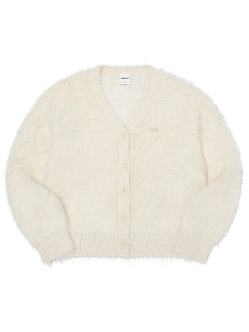 KIDS CLOVER CHERRY MOHAIR LOOSE FIT CARDIGAN [IVORY]