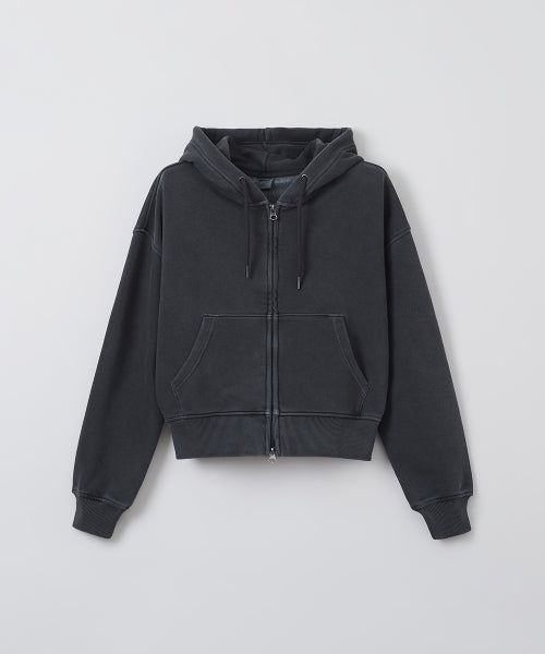 [French Terry] 2-WAY Pigment Cropped Hood Zip-Up_SPMZF23G05