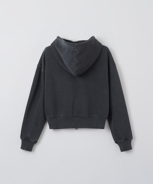 [French Terry] 2-WAY Pigment Cropped Hood Zip-Up_SPMZF23G05